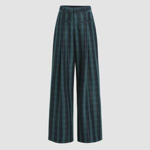 Check pattern  wide leg trousers.